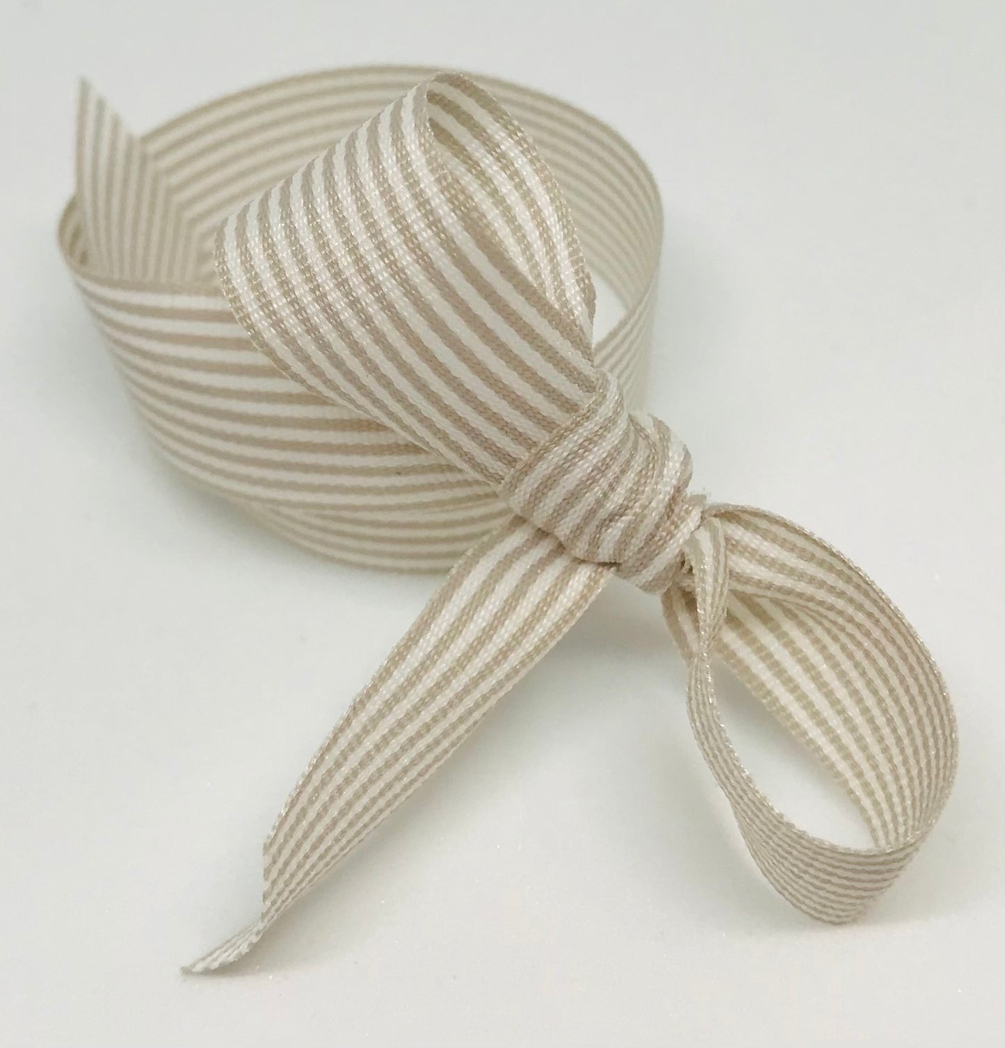 Vandoros Taupe/White Candy Grosgrain Ribbon 15mm