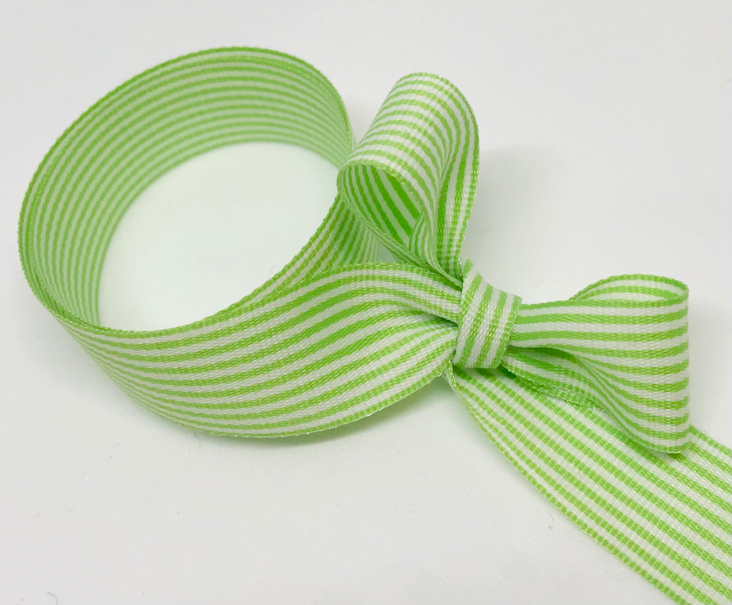 Vandoros Wasabi/White Candy Grosgrain Ribbon 15mm