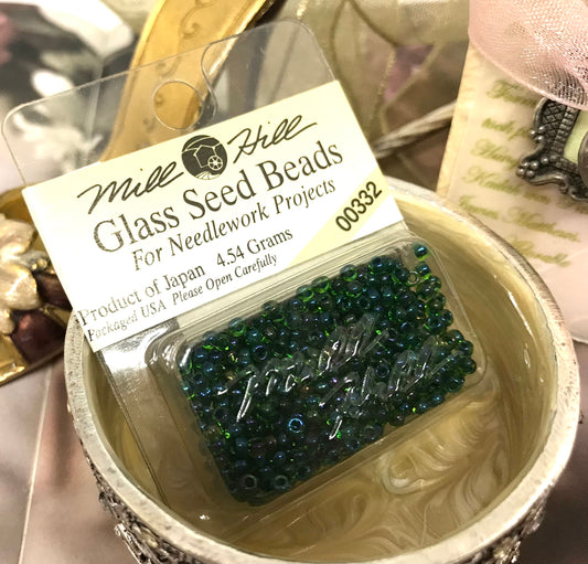Mill Hill Emerald Glass Seed Beads 4.54Grams