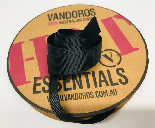 Vandoros Black Hot Essentials Grosgrain Ribbon 15mm
