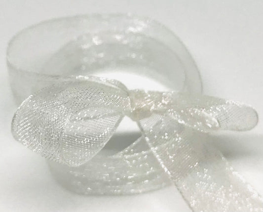 Vandoros White Misty Fine Edge Organza Ribbon 10mm