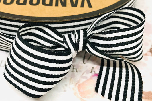 Vandoros Black/White Hot Candy Ribbon 25mm