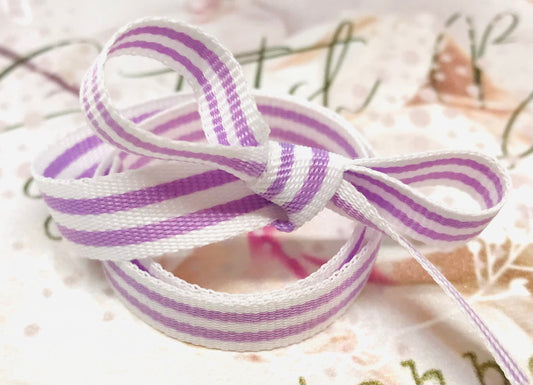 Birchcraft Lilac Striped Grosgrain Ribbon 10mm