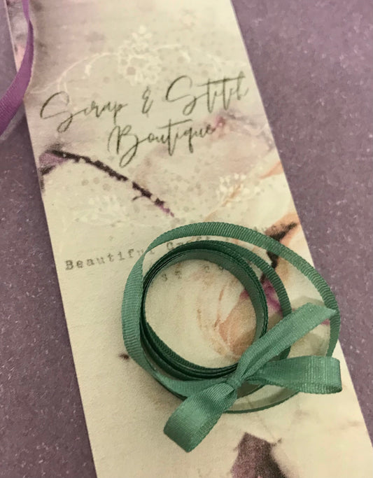 Silk Studio Green ( J033 ) 100% Silk Ribbon 3.5mm