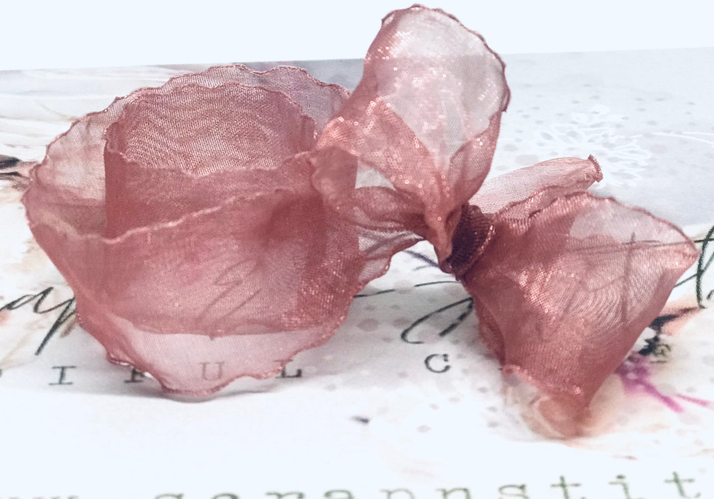 Rose Gold  Ruffle Edge Organza Ribbon 25mm