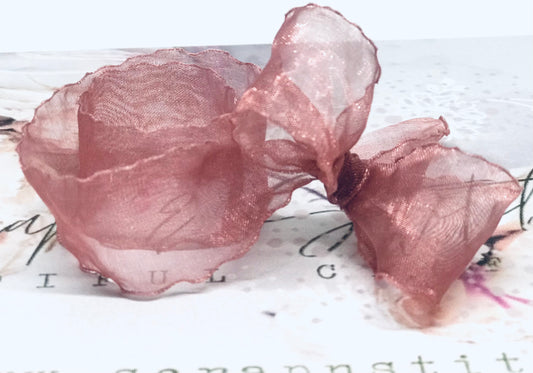 Rose Gold Ruffle Edge Organza Ribbon 25mm