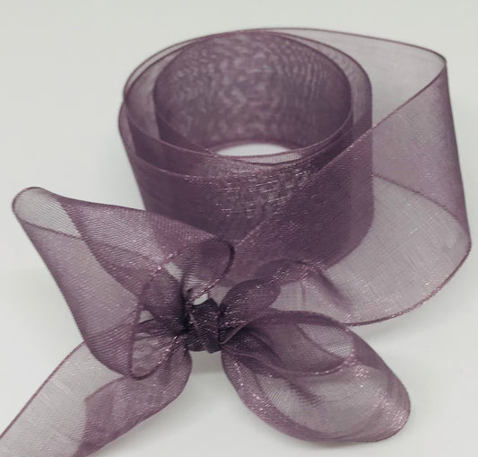 Vandoros Aubergine Hot Essentials Woven Edge Ribbon 25mm