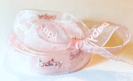 Vandoros Soft Pink Sheer Glitter Baby Ribbon 10mm