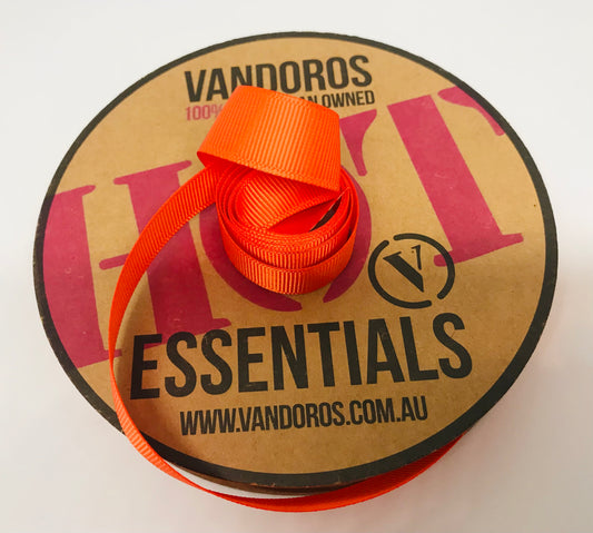 Vandoros Orange Hot Essentials Grosgrain Ribbon 15mm