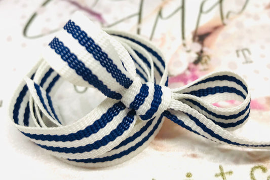 Birchcraft Navy Striped Grosgrain Ribbon 10mm
