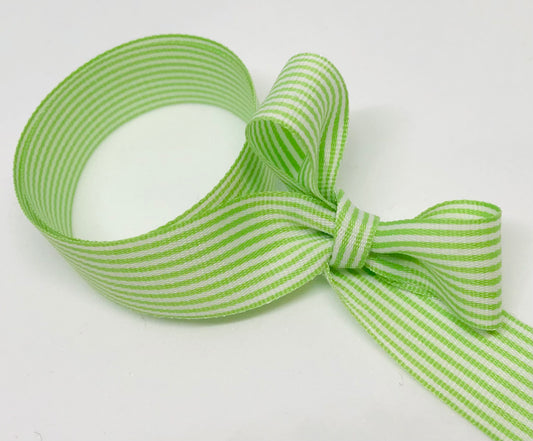 Vandoros Wasabi/White Candy Grosgrain Ribbon 15mm
