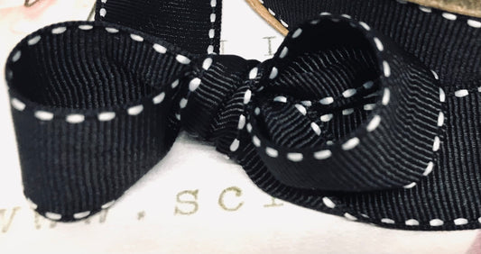 Vandoros Black/White Hot Grosgrain Stitch Ribbon 22mm