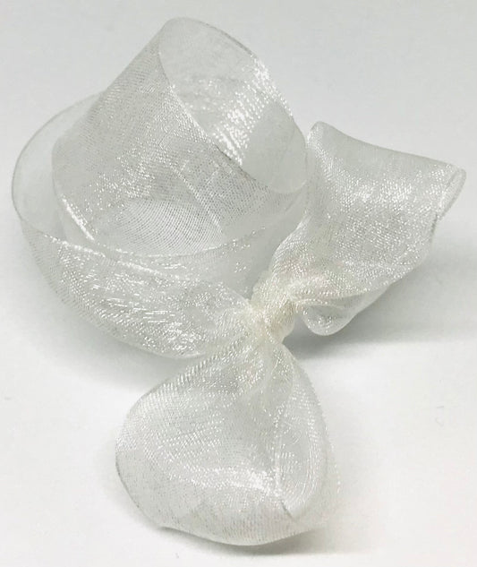 Vandoros White Misty Fine Edge Organza Ribbon 25mm