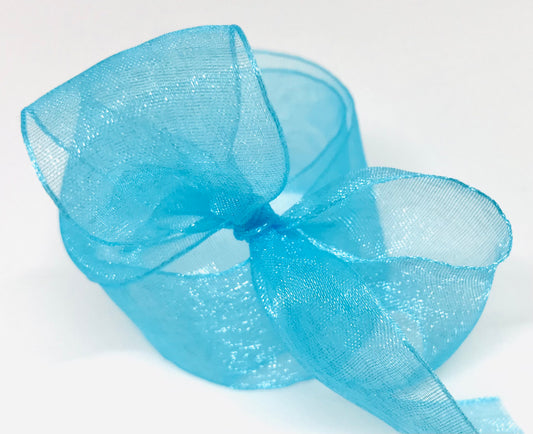 Vandoros Turquoise Misty Fine Edge Organza Ribbon 25mm