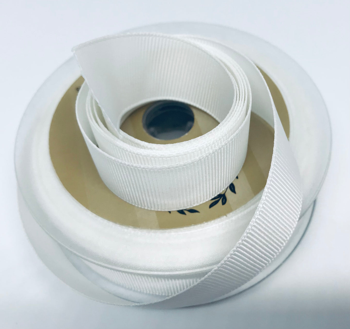 Vandoros White Mono Grosgrain Ribbon 38mm