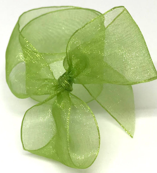 Vandoros Pistachio Misty Fine Edge Organza Ribbon 25mm